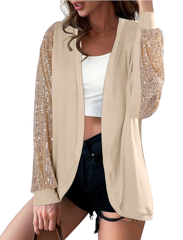 Sequin Cardigans for Women Sparkly New Year Tops Open Front